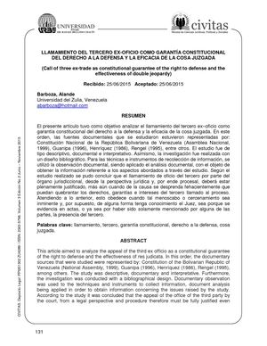 LLAMAMIENTO DEL TERCERO EX-OFICIO COMO GARANTÍA CONSTITUCIONAL DEL DERECHO A LA DEFENSA Y LA EFICACIA DE LA COSA JUZGADA