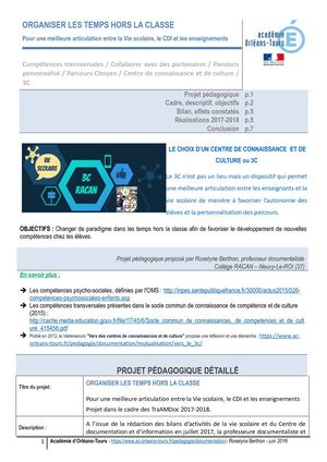 Organiser les temps hors la classe
