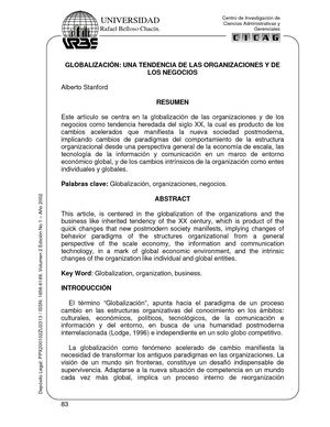 GLOBALIZACIÓN: UNA TENDENCIA DE LAS ORGANIZACIONES Y DE LOS NEGOCIOS