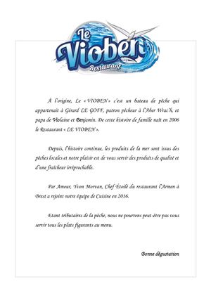 Restaurant Le Vioben Carte Complète Printemps éTé 2018