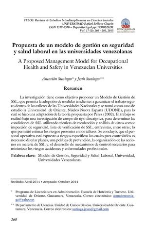Propuesta De Un Modelo De Gestión En Seguridad Y Salud Laboral En Las Universidades Venezolanas