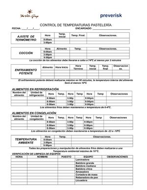 Control De Temperaturas Pasteleria