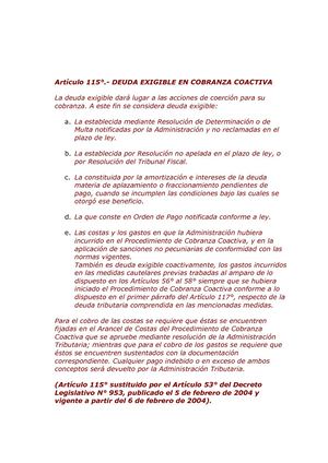 Artículo 115 Procesos Del Codigo Tributario