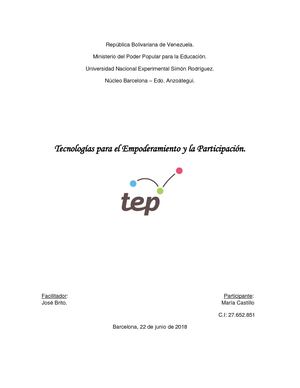 Tecnologías Del Empoderamiento Y La Participación TEP