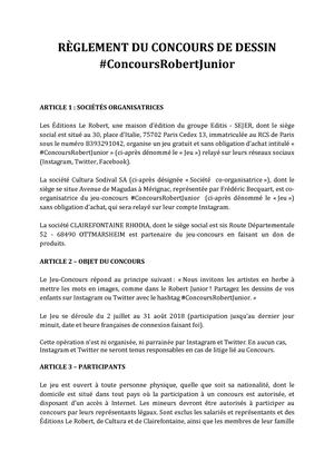 Règlement Concours Dessins En Ligne