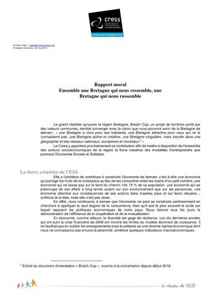 Rapport Moral 2018 de la Cress Bretagne