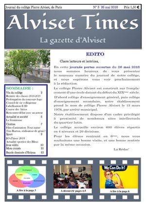 Alviset Times Journal du collège Pierre Alviset