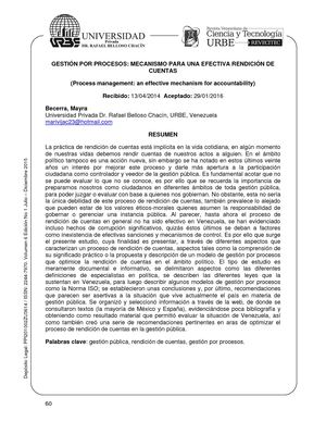 Gestión Por Procesos Mecanismo Para Una Efectiva Rendición De Cuentas