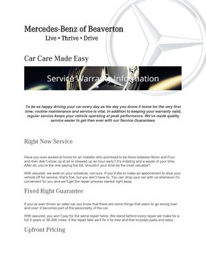 Service Warranty Information