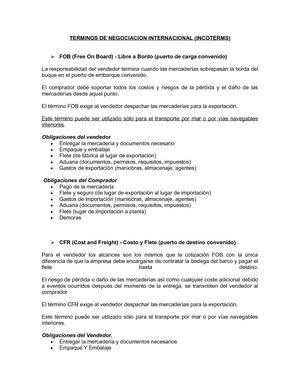 Terminos De Negociacion Internacional