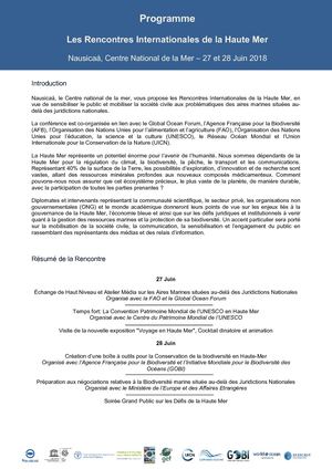 Programme Rencontres Internationales Haute Mer