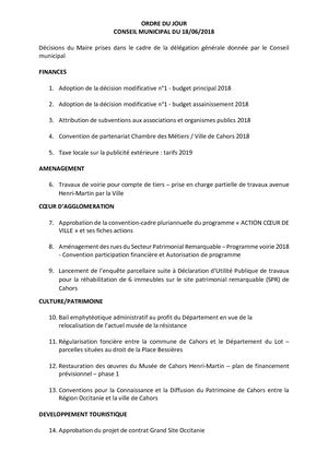 Conseil Municipal 18 juin 2018