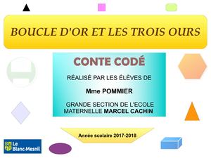 Album codé "Boucle d'Or et les trois ours" grande section de Marcel Cachin