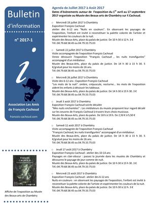 Bulletin d'information n° 2017-1 de l'Association Les Amis de François Cachoud