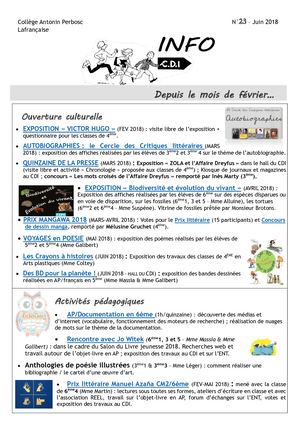 Info CDI n°23 - juin 2018