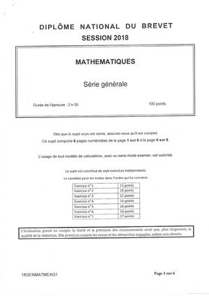 Brevet Maths 2018 FR