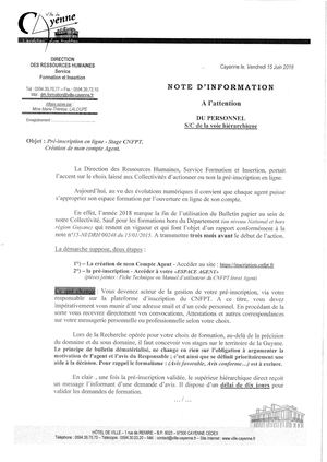 Note Drh Formation Et Insertion Préinscription En Ligne Stage Cnfpt