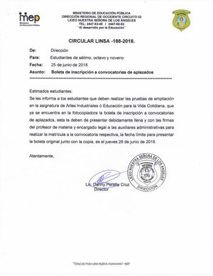 Boleta De Inscripcion A Convocatorias De Aplazados
