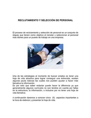 Reclutamiento Y Selección De Personal