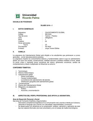 Syllabus Calentamiento Global Pdf