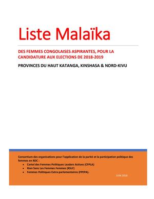 Liste Malaika Des Femmes Aspirantes Pour Les élections