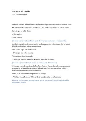 A Princesa Que Escolhia Resumo