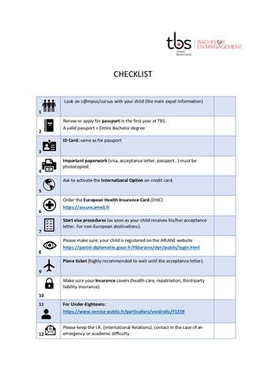 TBS CHECKLIST EN