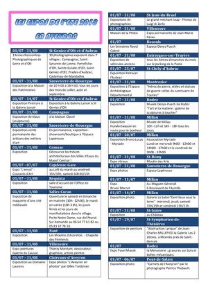 Expos de l'été 2018 en Aveyron