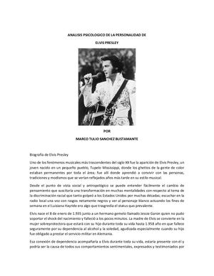 Analisis Psicologico De La Personalidad De Elvis Presley