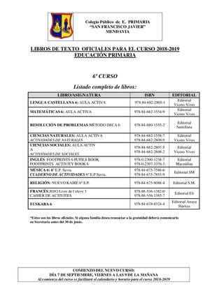 LIBROS DE TEXTO 6º E P