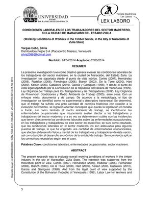 Condiciones Laborales De Los Trabajadores Del Sector Maderero,en La Ciudad De Maracaibo Del Estado Zulia