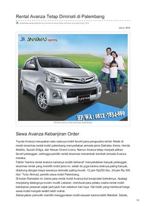 Sinarmas Rent Com Rental Avanza Tetap Diminati Di Palembang