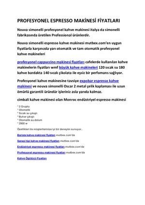 Profesyonel Espresso Makinesi Fiyatları