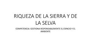 Riqueza De La Sierra Y De La Selva