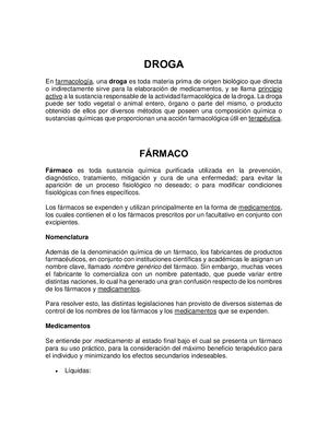 Definiciones Droga Farmaco Def