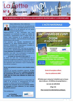 Newsletter 8 Juillet Aout 2018 - UNPI Nord