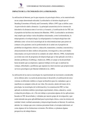 Impacto De La Tecnología En La Psicología (Nicole)