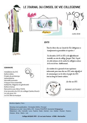 Journal CVC Jacques Tati 2017 2018