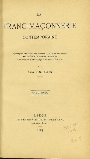 Onclair Franc Maçonnerie Contemporaine