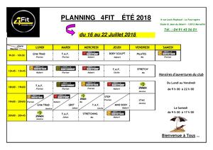Du 16 Au 22 Juillet 4fit