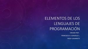 Elementos De Los Lenguajes De Programación
