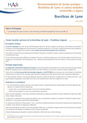 Fiche HAS Recos Bonnes Pratiques 2 Borreliose De Lyme V1 180618