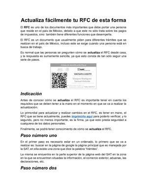 Actualiza Fácilmente Tu Rfc De Esta Forma