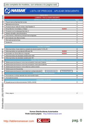 2018 LISTA DE PRODUCTOS - NASSAR ELECTRONICS - Distribuidor:  http://tablerosnassar.com/