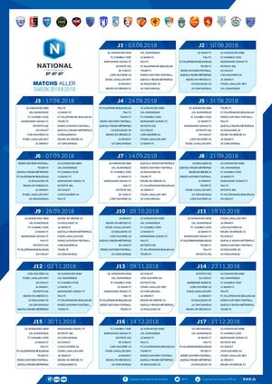 National. Le calendrier 2018-19