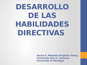 Desarrollo De Las Habilidades Directivas