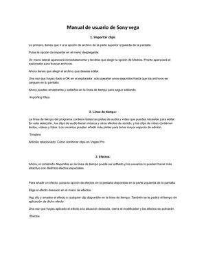 Manual De Usuario De Sony Vega