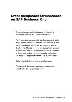 [SBO] Crear Busquedas Formateadas En Sap Business One