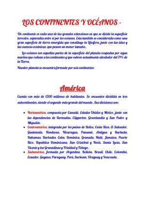 Los Continentes Y Océanos