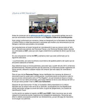 Qué Es El Rfc Genérico